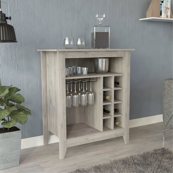 Light Gray Bar Cabinet, One Drawer & Open Shelf | Simplifies Drink Arrangement
