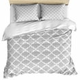 thumbnail image 1 of Light Gray Bedding 3 Piece Duvet Cover Set Full Size, Minimalist Boho Abstract Ethnic Motifs Soft Microfiber Comforter Cover with Zipper Closure & Pillowcases, Wrinkle & FadeResistant Quilt Cover, 1 of 9