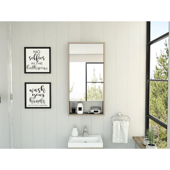 Light Gray Board - Single Door Mirror - Guest Bathroom - Provide Storage