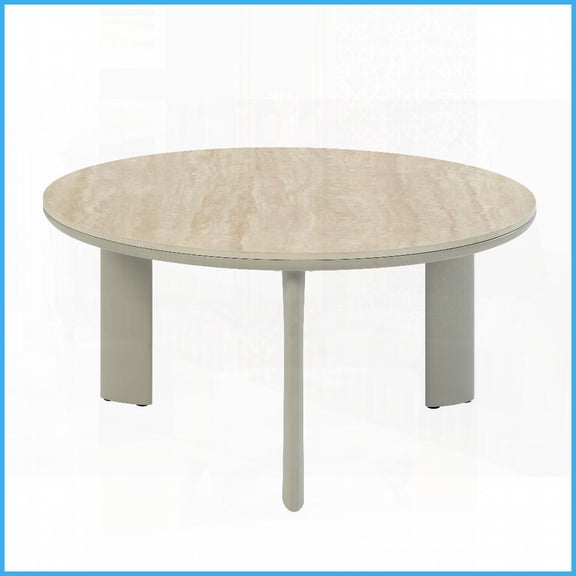 Light Gray Ceramic Coffee Table for Living Room, Easy-Clean & Chic Modern Design