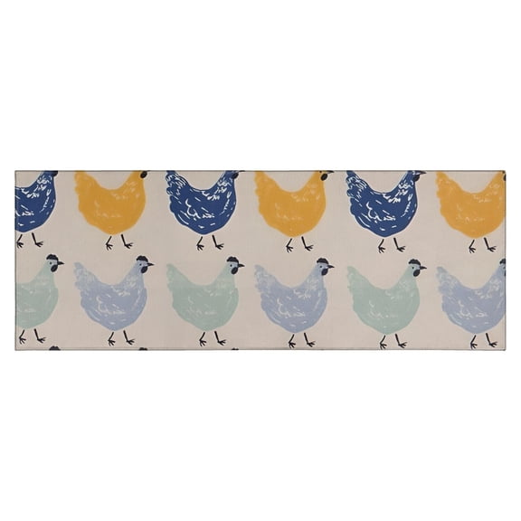 Light Gray Chicken Pattern Kitchen Rug Mat,Kitchen Runner Rugs Non Skid Washable,Decorative Kitchen Floor Mats for Kitchen,Sink,Laundry,17"X47"
