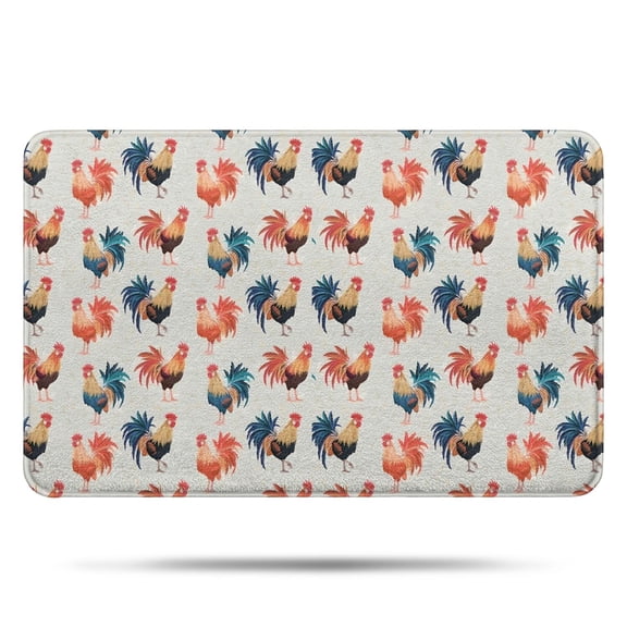 Light Gray Chicken Rooster Pattern Bathroom Rugs Mat,Non Slip Microfiber Bathroom Rug,Rubber Backing,Soft Bathroom Mats for Bathroom Floor,Tub and Shower,17x27in(43x68cm)