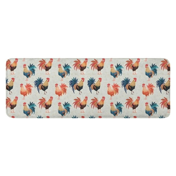 Light Gray Chicken Rooster Pattern Kitchen Rug Mat,Kitchen Runner Rugs Non Skid Washable,Decorative Kitchen Floor Mats for Kitchen,Sink,Laundry,17"x47.2"