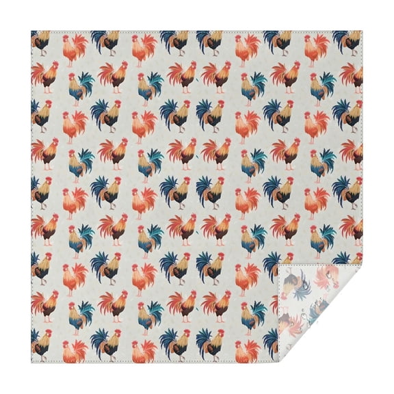 Light Gray Chicken Rooster Pattern Square Tablecloth,Waterproof Square Table Cover,Wipeable Spillproof Washable Table Cover for Home Kitchen Party Decor 42"X42"(107x107cm)