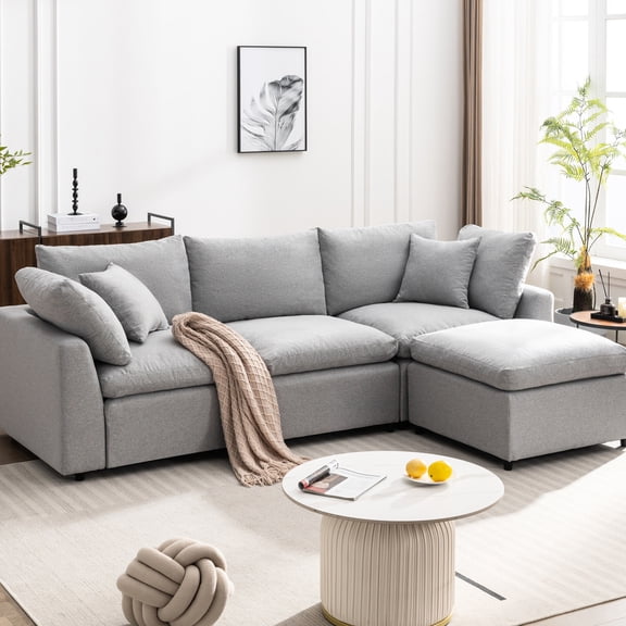 Light Gray Color - Reversible Chaise - Living Area - Flexible Seating Setup