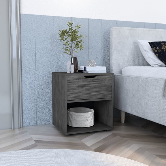 Light Gray Compact Nightstand / Maintains Good Appearance