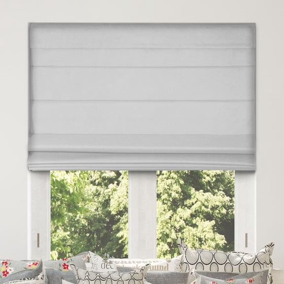 Light Gray Cordless Bottom Up Room Darkening Fabric Roman Shade 34 in. W x 60 in. L (Actual Size)