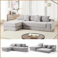 thumbnail image 1 of Light Gray Corduroy L-Shaped Convertible Sofa Bed - No Assembly Modular Couch for Living Room & Bedroom, 1 of 17