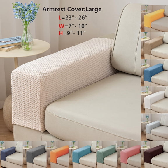 Light Gray Couch Arm Covers, Large 1 Piece Stretch Armrest Slipcover, Thickened Washable Polyester Spandex Furniture Protector for Fabric Sofas & Chairs