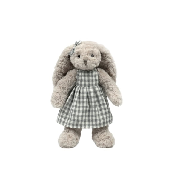Light Gray Curly Plush Bunny Toy Soft Stuffed Rabbit Doll Cozy Decorative Gift