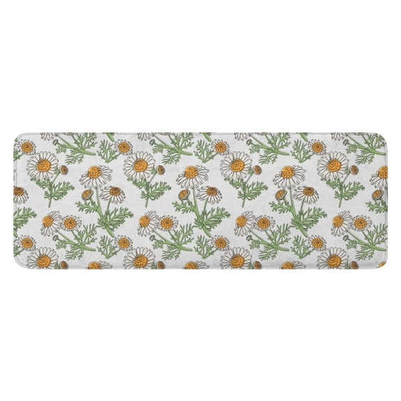 Light Gray Daisy Flower Pattern Kitchen Rug Mat,Kitchen Runner Rugs Non Skid Washable,Decorative Kitchen Floor Mats for Kitchen,Sink,Laundry,17"x47.2"