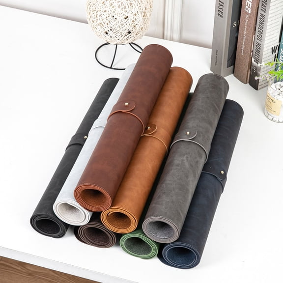 Light Gray Desk Pad / Desk Mat / Large Mouse Pad for Office and Home, Waterproof PU Leather Surface for Working and Writing