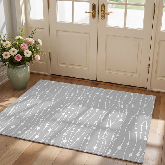Light Gray Dotted Strand Area Rug 2'x3', Non-Slip Washable Rectangle Door Mat Indoor Carpet for Living Room Bedroom Kitchen