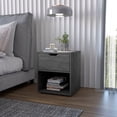 thumbnail image 1 of Light Gray Drawer Nightstand with Open Shelf / Enhance Bedroom Aesthetics and Storage, 1 of 2