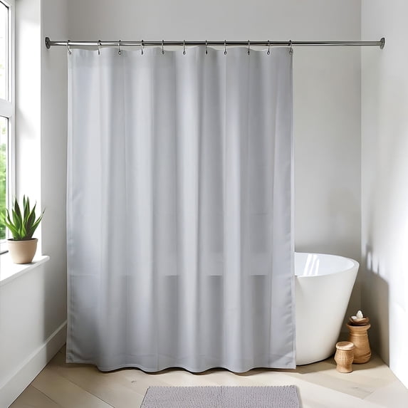 Light Gray Extra Long Waterproof Shower Curtain Liner 71x79 Inches