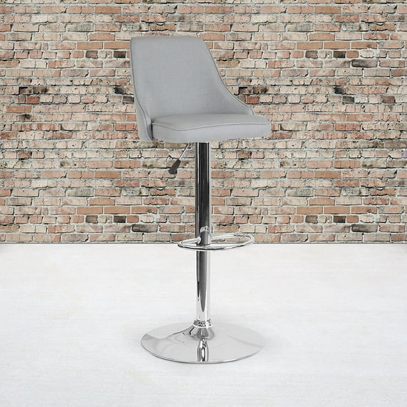 Light Gray Fabric Adjustable Height Barstool