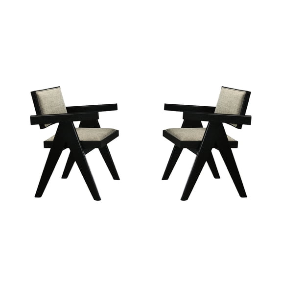 Light Gray Fabric Upholstered Chairs / Dining Room Essential / Solid Wood Construction