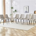 thumbnail image 1 of Light Gray Faux Leather Dining Chair with Black Metal Legs, Ergonomic Curved Backrest and Wide Seat Cushion for Enhanced Comfort, Set of 6 Modern Kitchen and Office Side Chairs, 1 of 9