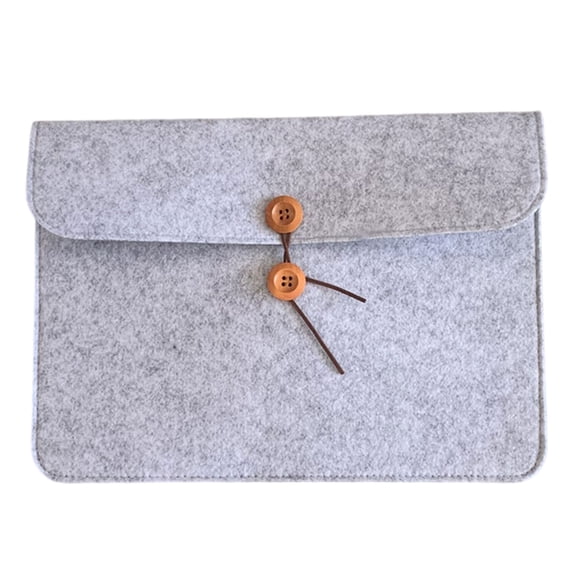 Light Gray Felt Document Organizer With Wooden Button, Portable Paper File Folder For Home Business And Travel, Simple Craft Storage Bag (Multicolor, 34*24)
