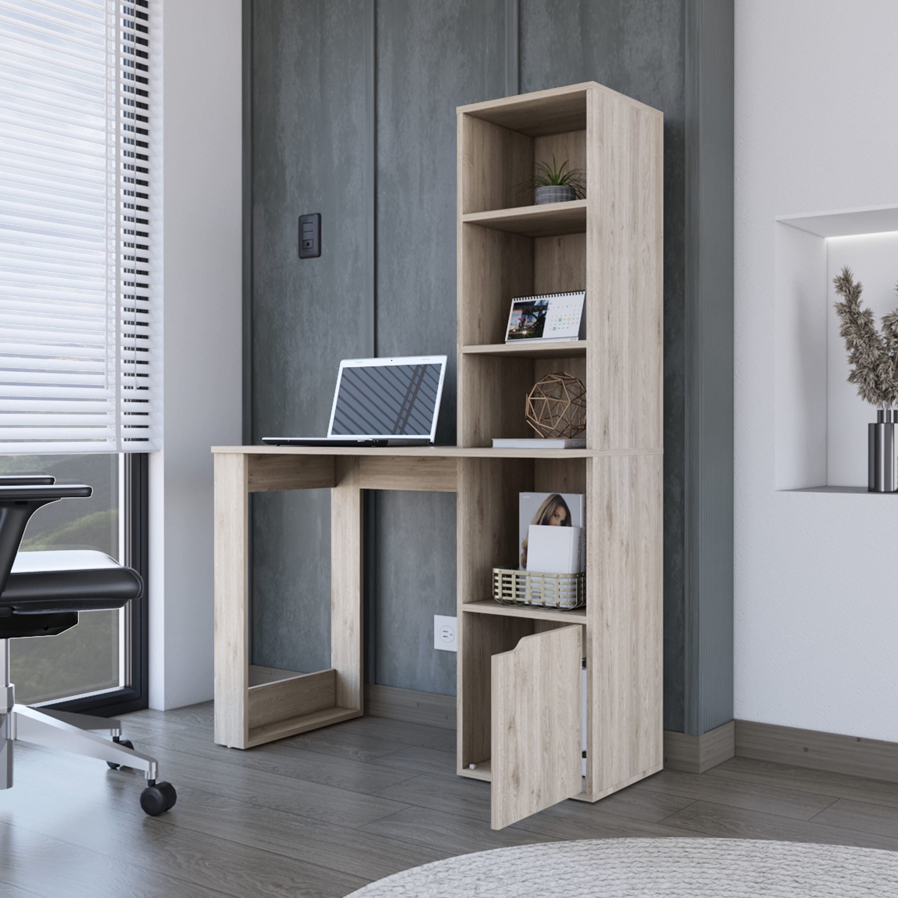 Light Gray Finish Computer Desk+Stylish Office Furniture”-“Modern ...