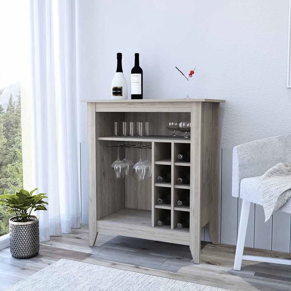 Light Gray Finish - Storage for Drinks and Glasses - Home Gym Bar - Assembly and Extra Room