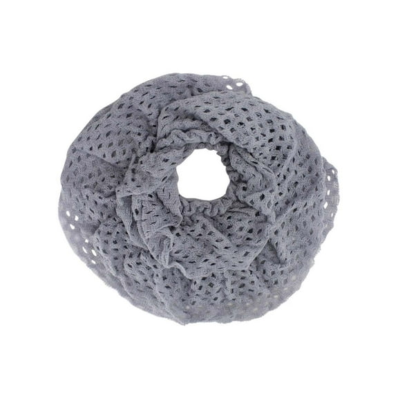 Light Gray Frilly Crochet Knit Infinity Scarf