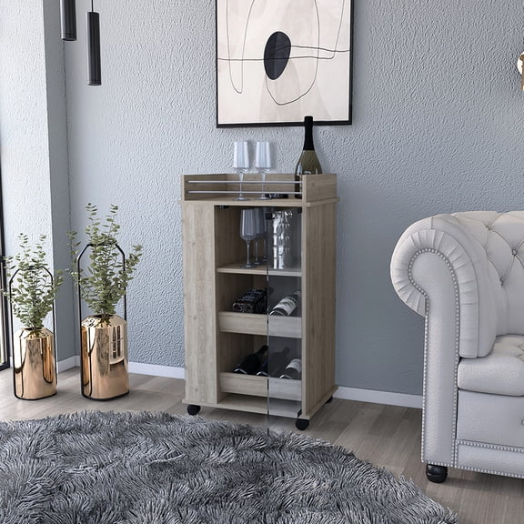 Light Gray Hue - Two-Side Shelves for Storage - Friend Gatherings - Keep Bar Items Organized