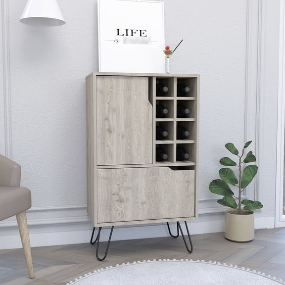 Light Gray L Bar Cabinet with 4 Legs / Attractive Design for Room Enhancement