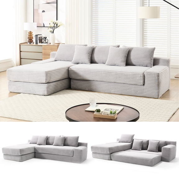 Light Gray L-shaped - Steel Frame Stability - High-traffic Living - Cloud-like Comfort