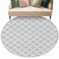 thumbnail image 1 of Light Gray Large Area Rugs for Bedroom Living Room, Soft Non Slip Carpet Bedside Rug, Minimalist Boho Abstract Ethnic Motifs Round Floor Cover Kitchen Accent Rug 6' for Dining Room/Office, 1 of 9
