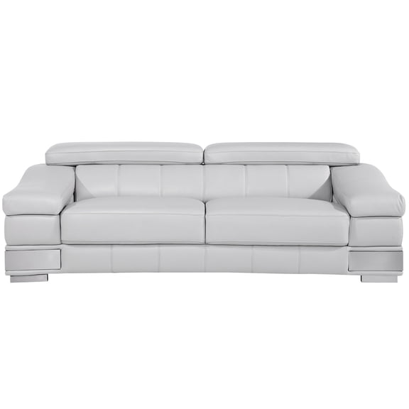 Light Gray Leather Sofa | Brighten Up Your Living Area | Create a Charming and Comfortable Ambiance