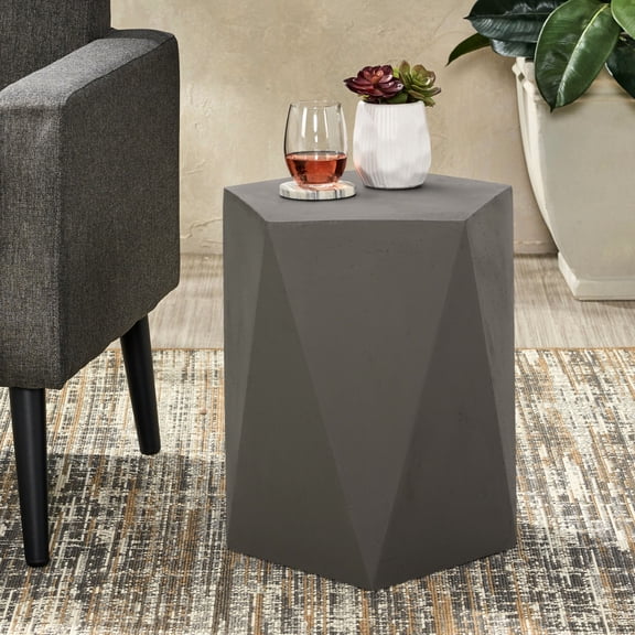 Light - Gray Magnesium Oxide Side Table / Outdoor Living / No Assembly Required