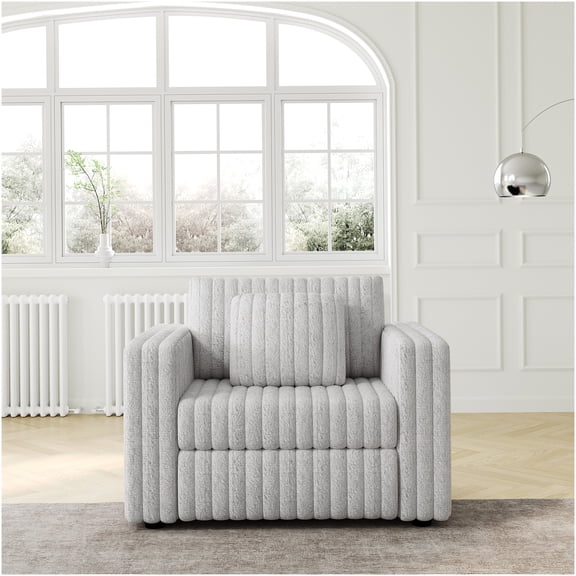 Light Gray Modular Sofa Single with Storage, 44.9" Contemporary Acrylic Plush Sofa Bed for Living Room and Bedroom, Highly Functional and Comfortable Seating Solution