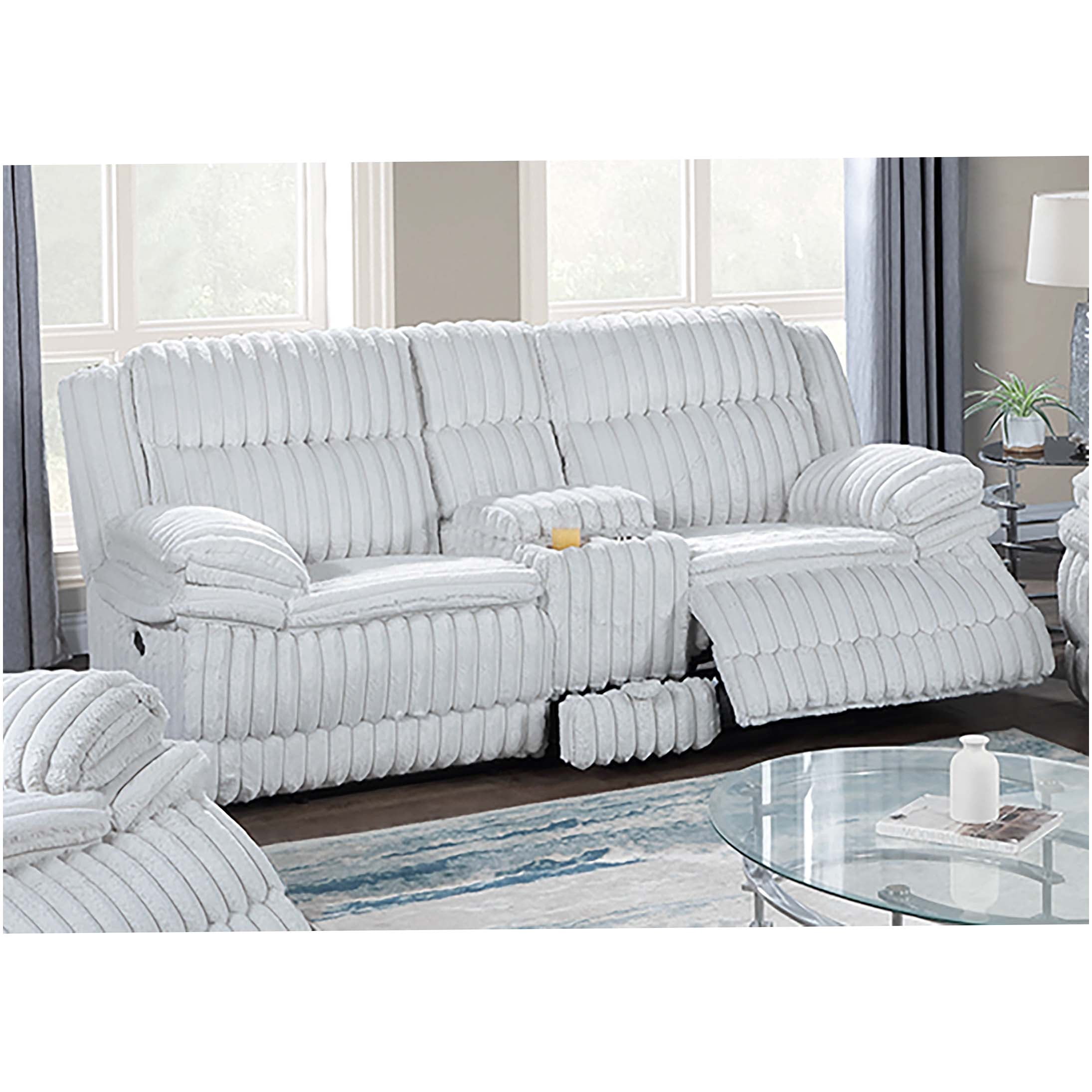 Light Gray Motion Loveseat Recliner Sofa with Console & Storage, Manual ...