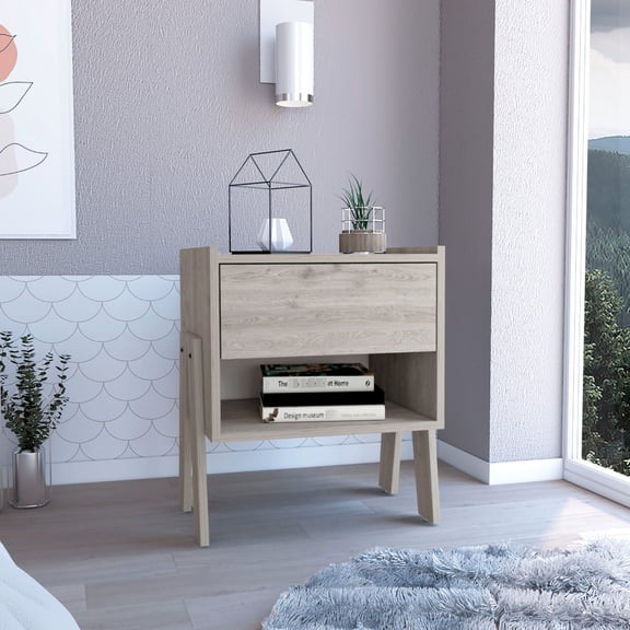 Light Gray Nightstand / Bedside Accessory / Open Shelf for Display
