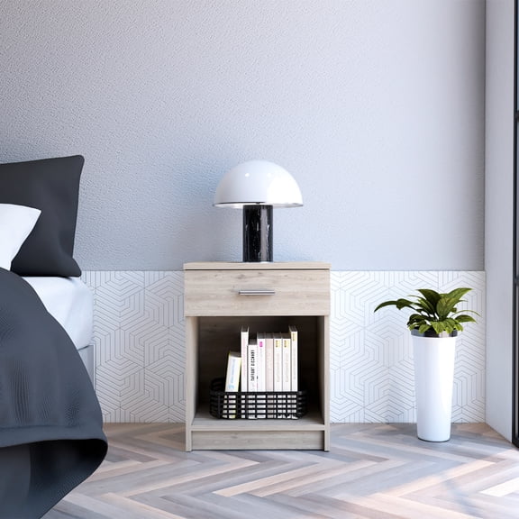 Light Gray Nightstand | Shelf for Books | Bedside Reading