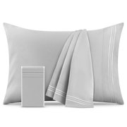 MAISON DE J Light Gray Pillow Cases Set of 2 Pillow Covers Hotel Luxury 1800 Pillowcases Stain Resistant Standard / Queen Size 20" x 30"