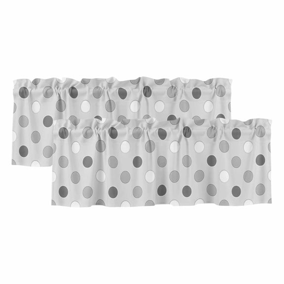 Light Gray Polka Dots 2 Panels Kitchen Valance, Modern Minimalist Geometric Circles Spots Curtains Valances for Small Windows Rod Pocket Window Treatments for Living Room Bedroom 42" W x 12" L