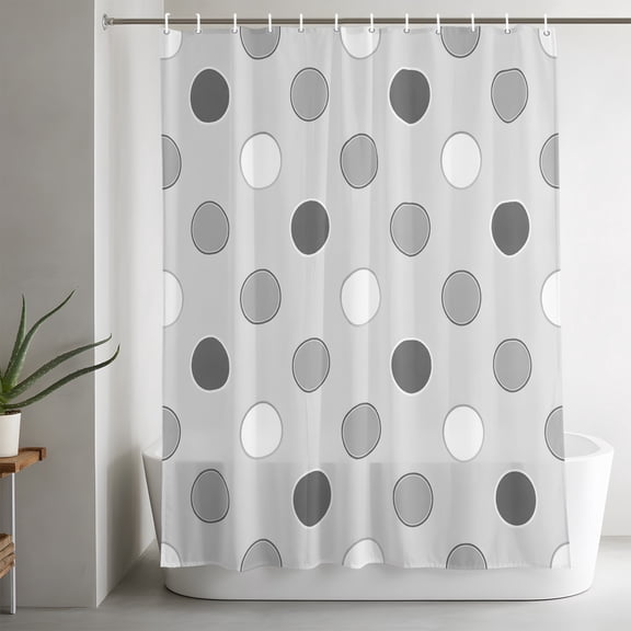 Light Gray Polka Dots Bathroom Shower Curtain, Modern Minimalist Geometric Circles Spots Waterproof Washable Soft Bath Curtain for Bathtub Decor with 12 Hooks&Grommet, 72x72in