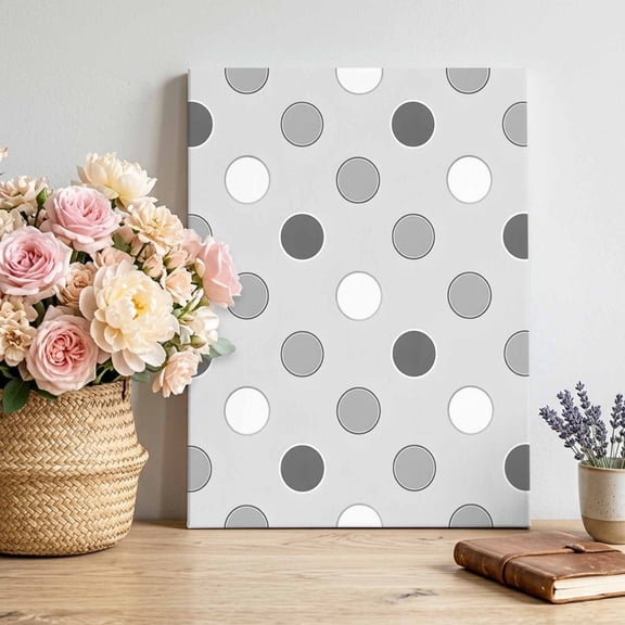 Light Gray Polka Dots Canvas Wall Art for Living Room, Modern Minimalist Geometric Circles Spots Poster Print Painting for Bedroom Office Home Decoration Wall Pictures Prepare To Hang 24"x36"