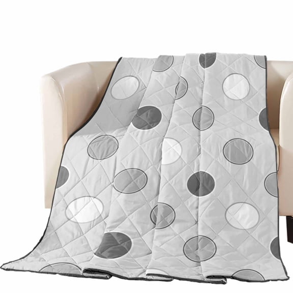 Light Gray Polka Dots Quilted Comforters Cooling Blanket Oversized King Size, Modern Minimalist Geometric Circles Spots Cold Comfort for Hot Sleepers Lightweight Air Conditioning Quilt Blanket