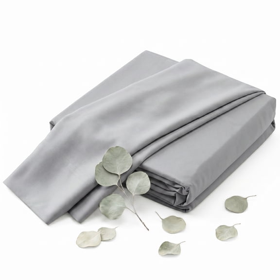 Light Gray Premium Silky Soft 100% Tencel Lyocell Derived from Eucalyptus 4-Piece Sheet Set, Oeko-TEX Certified, King - Dove
