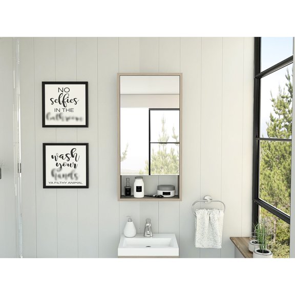 Light Gray - Shelved Mirror Cabinet - Basement - Keep Things in Order