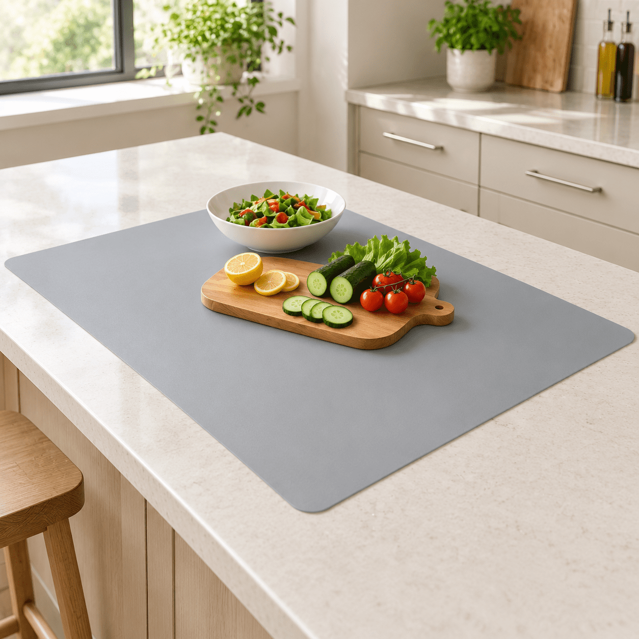 Light Gray Silicone Countertop Mat, 35.4