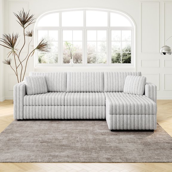 Light Gray Sofa with Acrylic Imitation Rabbit Plush | Free Combination, Adapts to Various Decoration Styles | Add Warmth and Elegance to Your Home