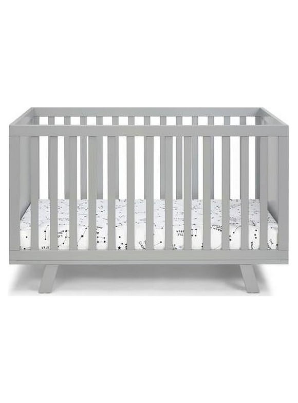 Light Gray Solid & Manufactured Wood Standard Three in One Convertible Crib