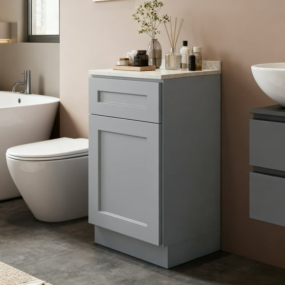 Mkosoll Kitchen Base Cabinets with Drawers, 21" Wide 24 Inch Deep Storage Cabinet with Shaker Doors & Shelves, Modern Solid Wood Furniture, Easy to Assembly for Pantry, Laundry Room, Coffee Bar - Gra