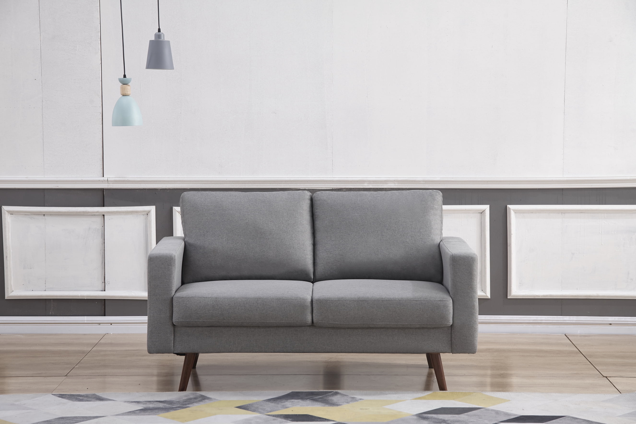 Light Gray Stationary Fabric Basic Loveseat