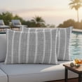 thumbnail image 1 of Light Gray Striped Outdoor Pillow Covers 20x12 Inch Lumbar Pillow Covers Set of 2 Waterproof Decorative Throw Pillow Cases Modern Minimalist Stripe Lines Grey Cushion Covers for Patio Garden Couch, 1 of 8