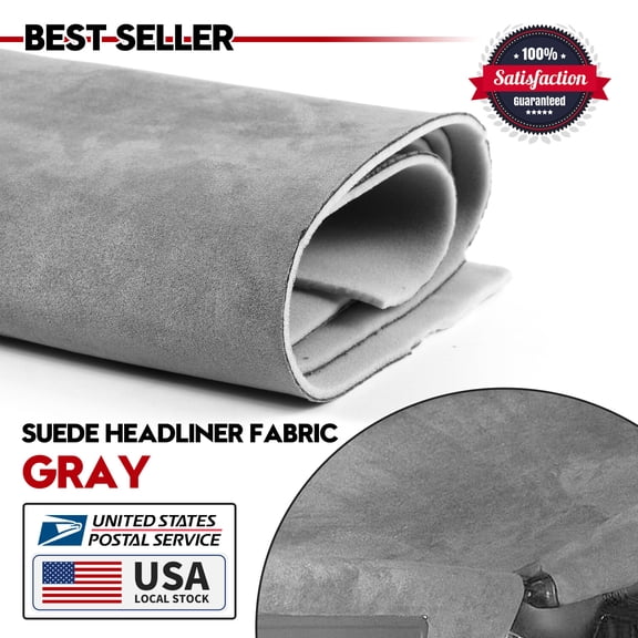Light Gray Suede Headliner Fabrics Foam Backed 80"x60" Ceiling Replace Material